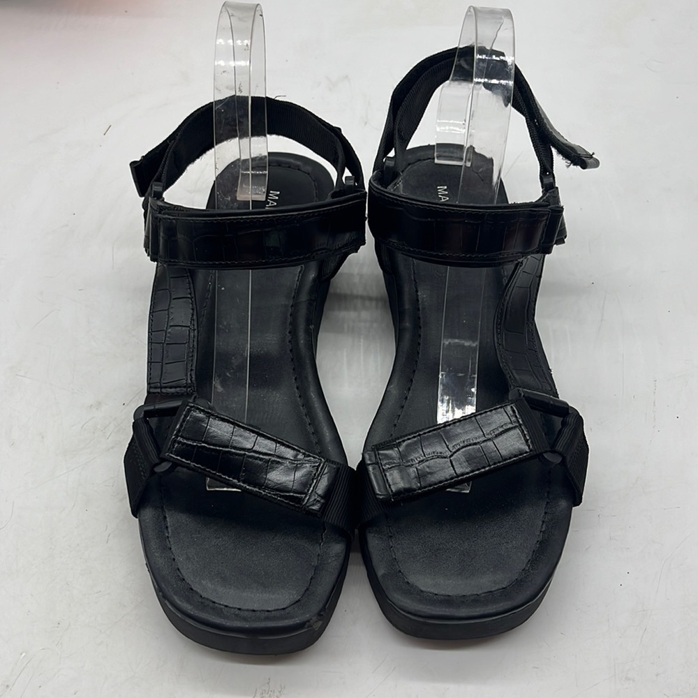 Marc Fisher Black Croc Embossed Sandals Size 10 BSN4031